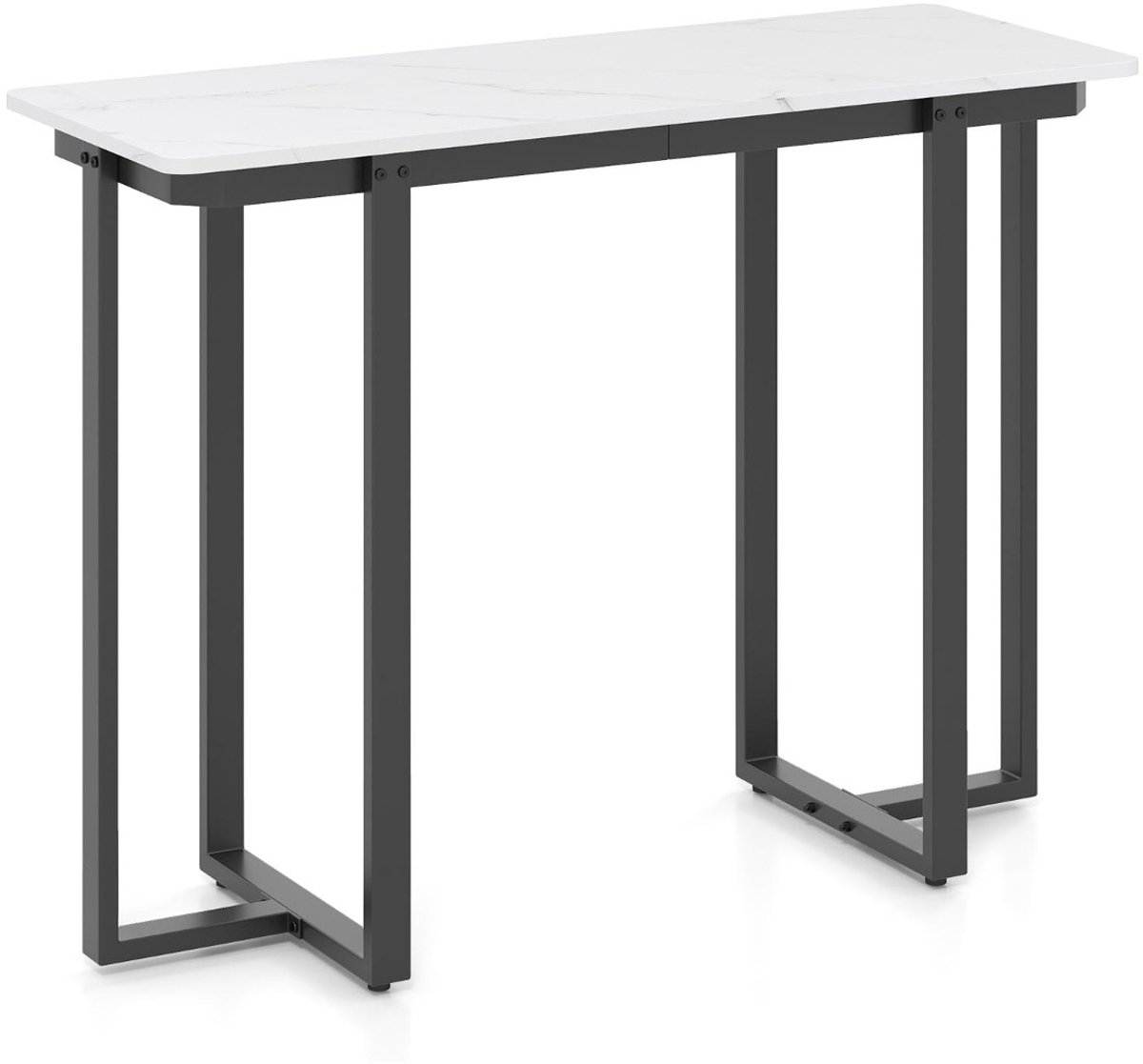 SureDeal® - Consoletafel - Moderne Halconsoletafel Marmerlook - Geometrisch Metalen Smalle - Woonkamer Hal Entree - 107x40x79,5 cm - Donkerbruin