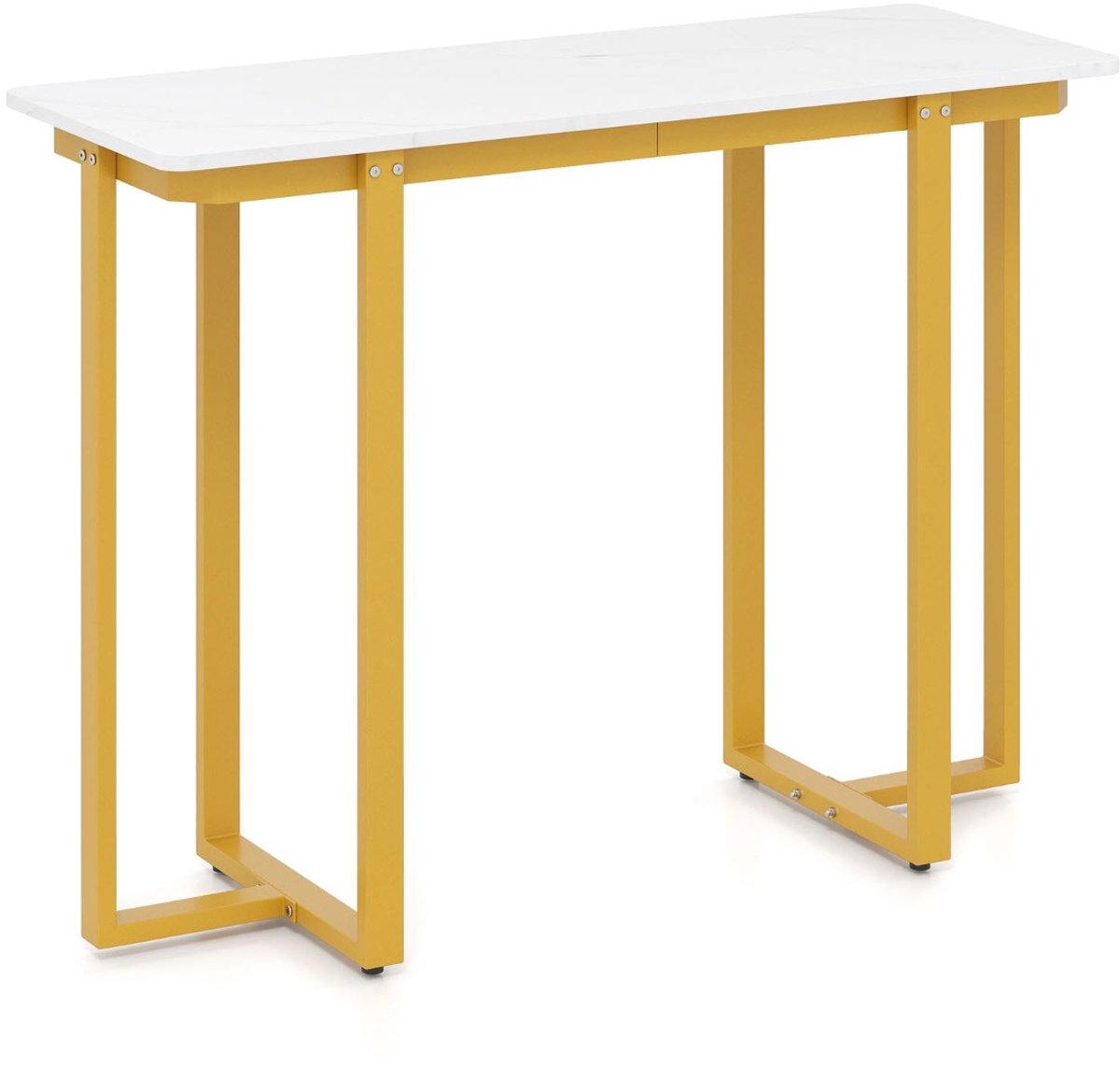 SureDeal® - Consoletafel - Moderne Halconsoletafel Marmerlook - Geometrisch Metalen Smalle - Woonkamer Hal Entree - 107x40x79,5 cm - Goud