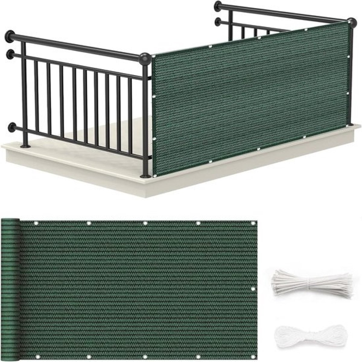 Balkon Scherm - Privacy Scherm - Buiten Leven - Dubbele Versteviging - 105x150cm - Donkergroen