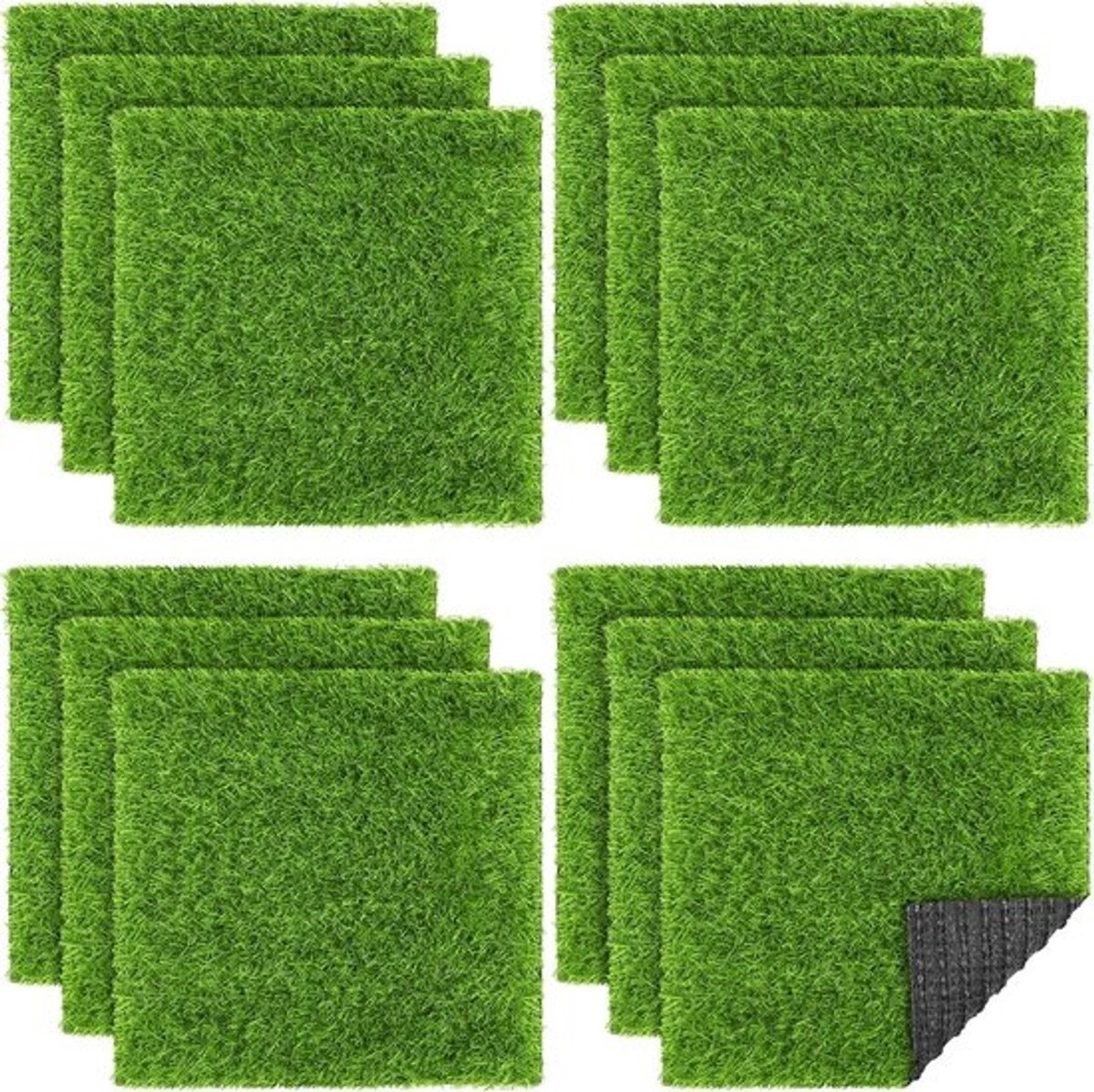 Kunstgrasmatten - Nepgras Tegels - Binnen en Buiten - Waterdicht en Realistisch - 30x30 cm - Gras Groen
