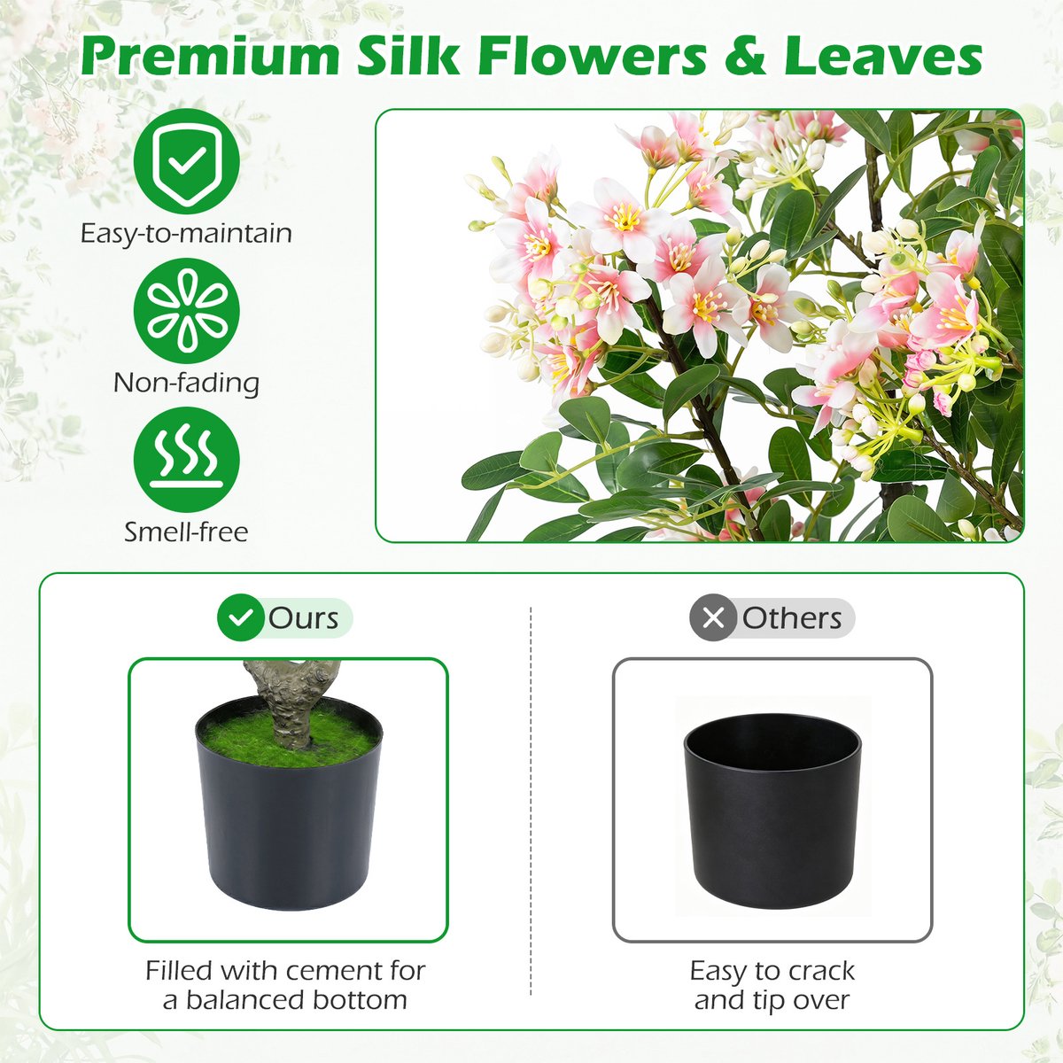 SureDeal® - Kunstplant - Stucks Kunstmatige Impatiens - Zijden Bloemen - Bladeren - 15x13 cm - Roze