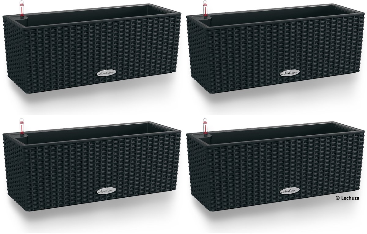 LECHUZA Bloembak BALCONERA Cottage 50 grafietzwart - set van 4