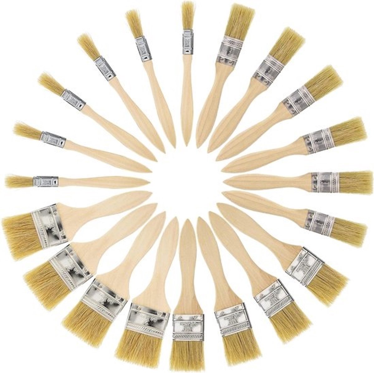 Verfkwasten Set - Diverse Maten - Klusjes en Projecten - Synthetische Vezels - 20 Stuks