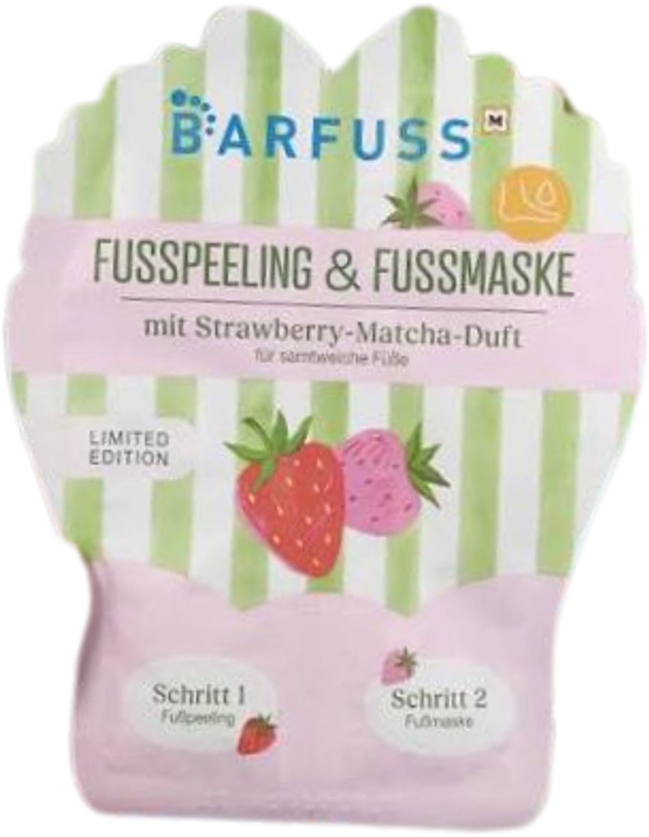 Barfuss Voetenscrub & Voetmasker | 2in1 Peeling & Masker - Strawberry Matcha | Limited Edition Voetverzorging