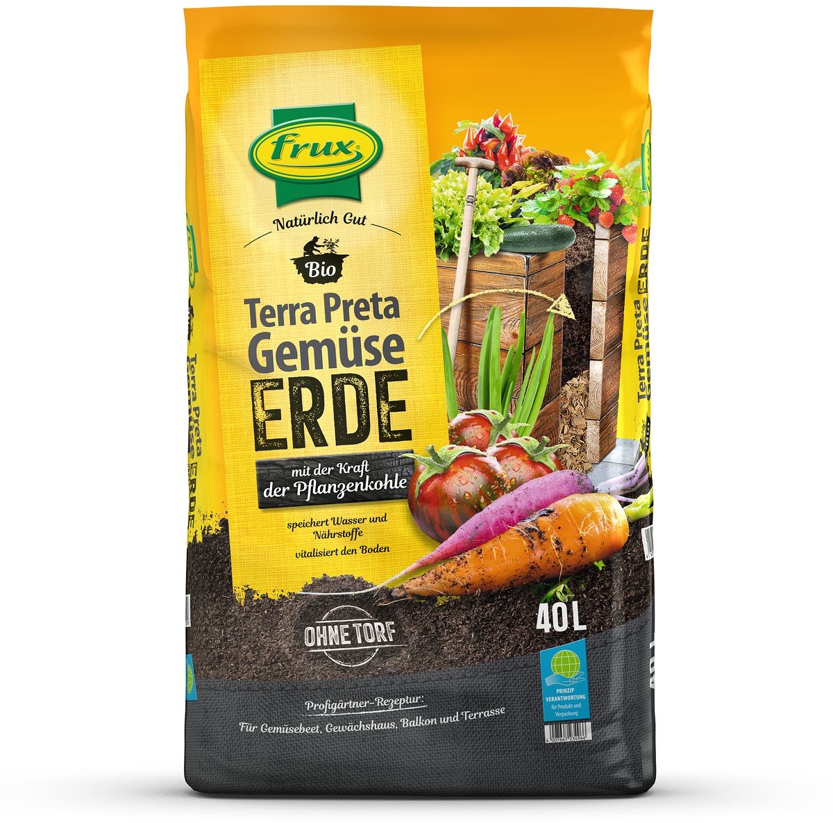 frux Pro Terra Preta groenteaarde met plantenkool torfvrij - 40 liter