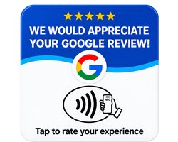 Google Review Kaart – NFC – Google Reviews Verzamelen – Zelfklevend Acryl – Flexario Pro