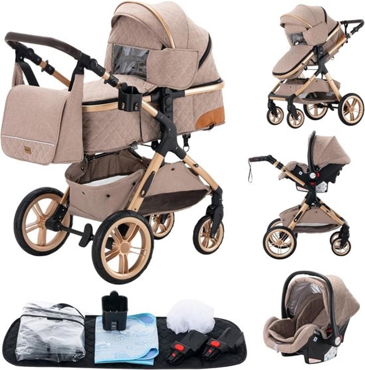 Kinderwagen 3 in 1 – Multifunctionele Wandelwagen – Babywagen - buggy compleet