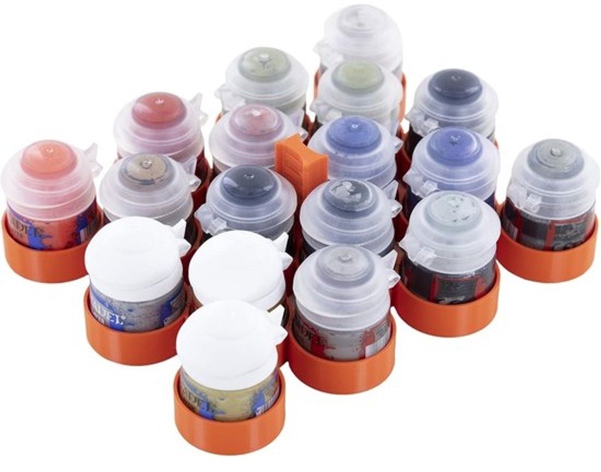 Verfrek voor miniaturen - Verfhouder organizer - Miniatuur schilderen - 18 vakken capaciteit - 172x137x45 mm - Zwart