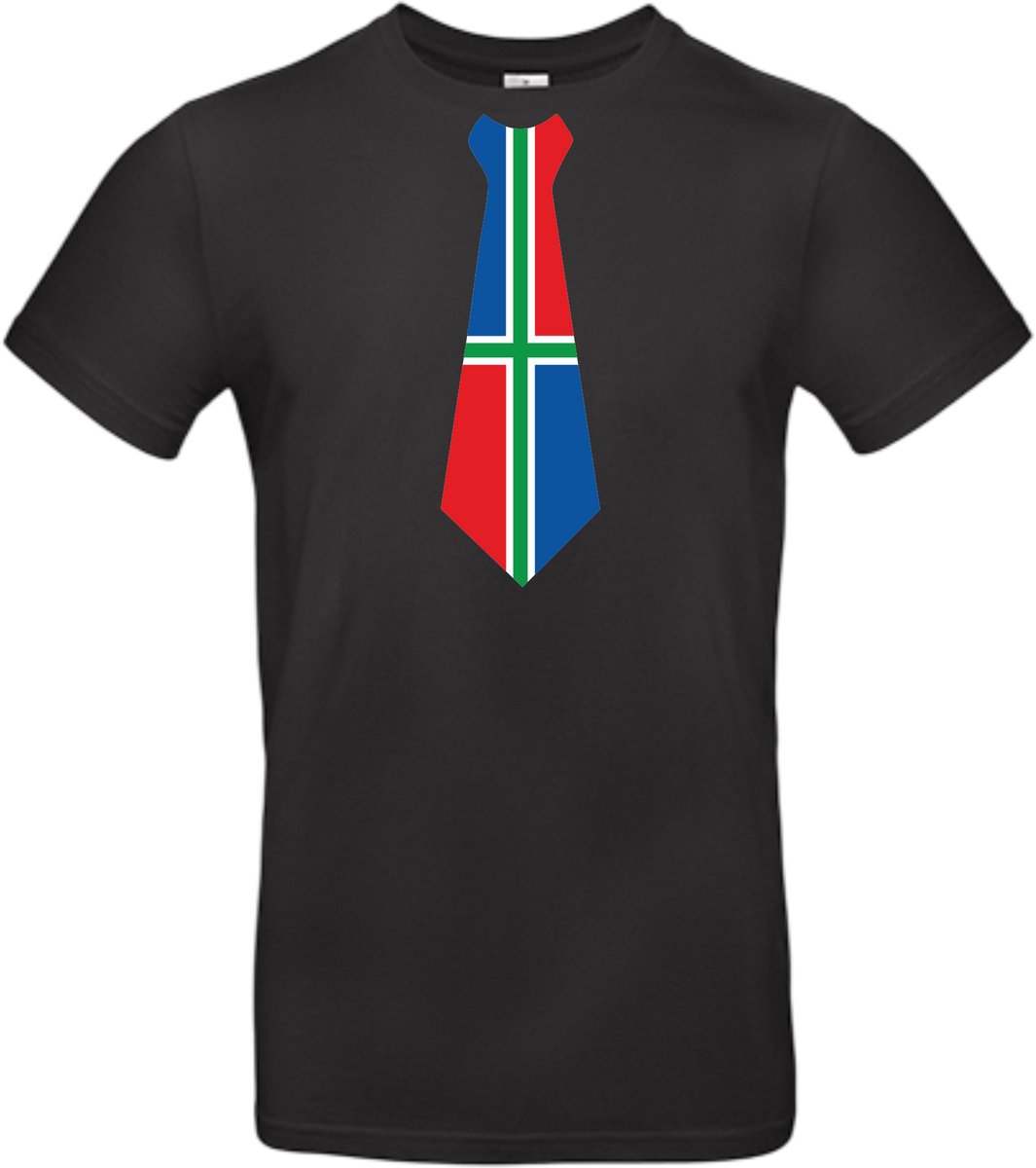 T-shirt zwart met opdruk van Stropdas met Groninger vlag maat S van Shirtmakelaar