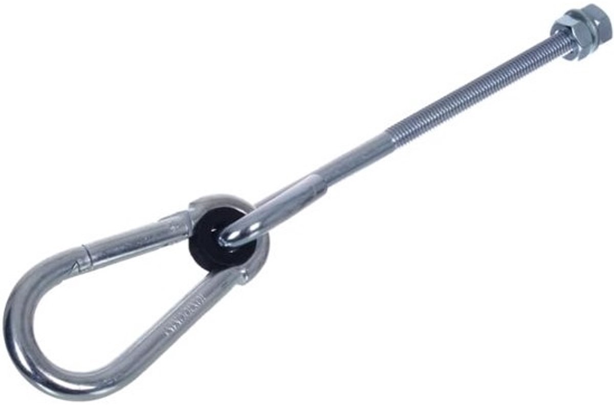 Schommelhaak met karabijn - Bevestigingshaak ophangsysteem - Schommel ophangen - Corrosiebestendige zinklaag - M10x140mm 270mm - Verzinkt