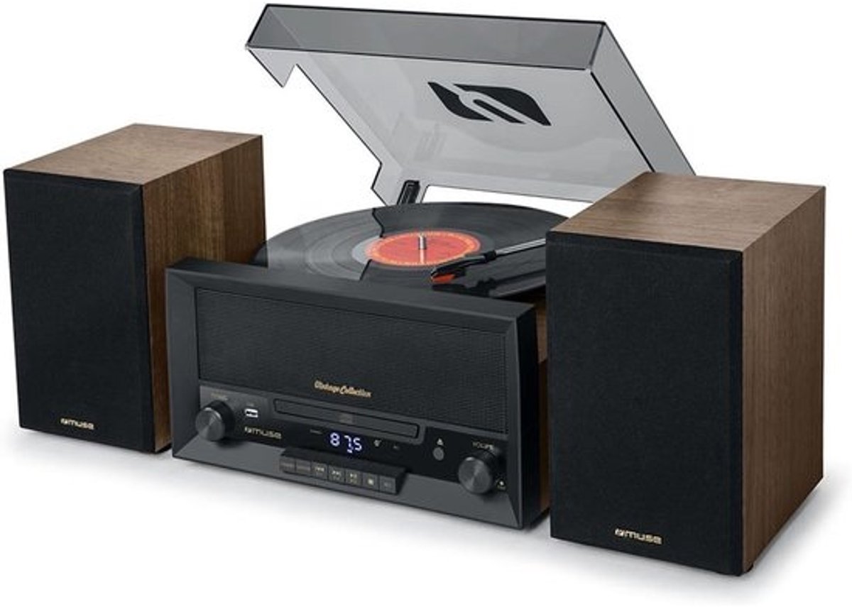 Platenspeler met CD - Muziekspeler Systeem - Thuis Luisteren - Bluetooth USB Radio - Hout Afwerking - Bruin