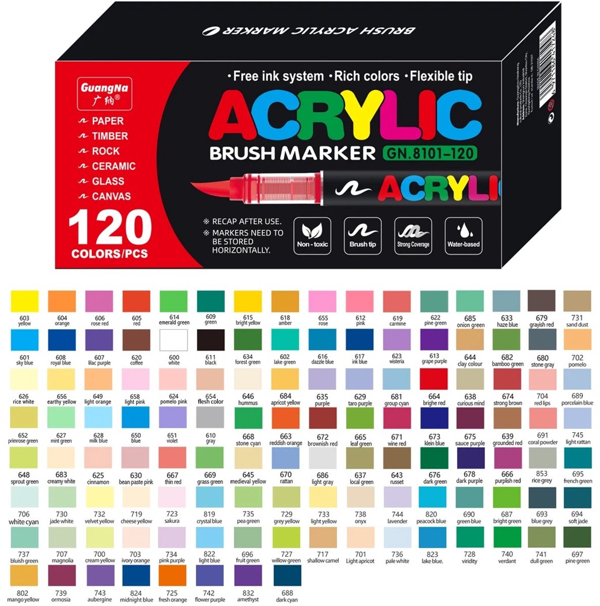 Adelair acrylstiften - Verfstiften - Stiften voor volwassenen - Watervaste Acryl Markers - Geschikt voor allerlei materialen - 120 stuks