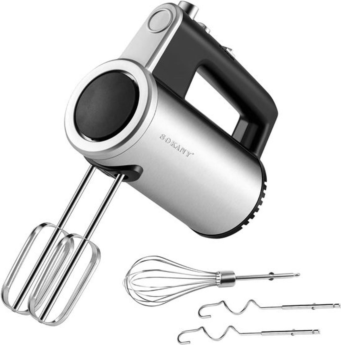 Handmixer 3-in-1 - Keukenmixer Apparaat - Bakken en Koken - 800 Watt Kracht - 16B x 19H cm - Zilver Zwart