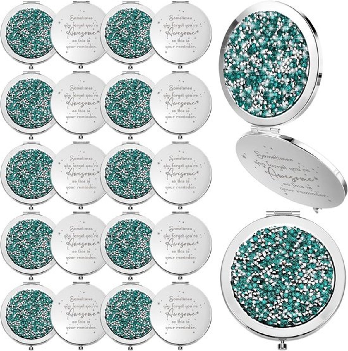 Compacte Spiegels - Draagbare Make-up Spiegels - Dagelijkse Verzorging - Vergrotend Effect - 7 cm Diameter - Groen