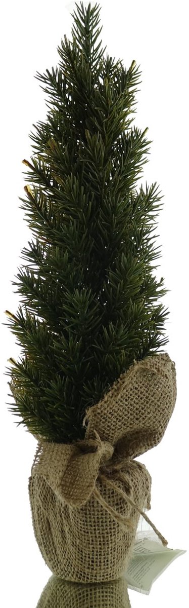 Kaemingk Kerstdecoratie dennenboom groen in jutezak 42 cm