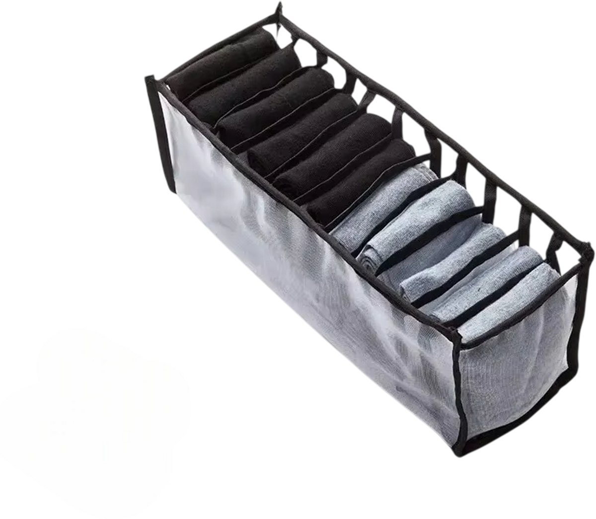 Ondergoed Opbergdoos met 11 Vakken – Opvouwbare Kleding Organizer, Polyester Ladeverdeler voor Sokken, Ondergoed en Accessoires - Zwart