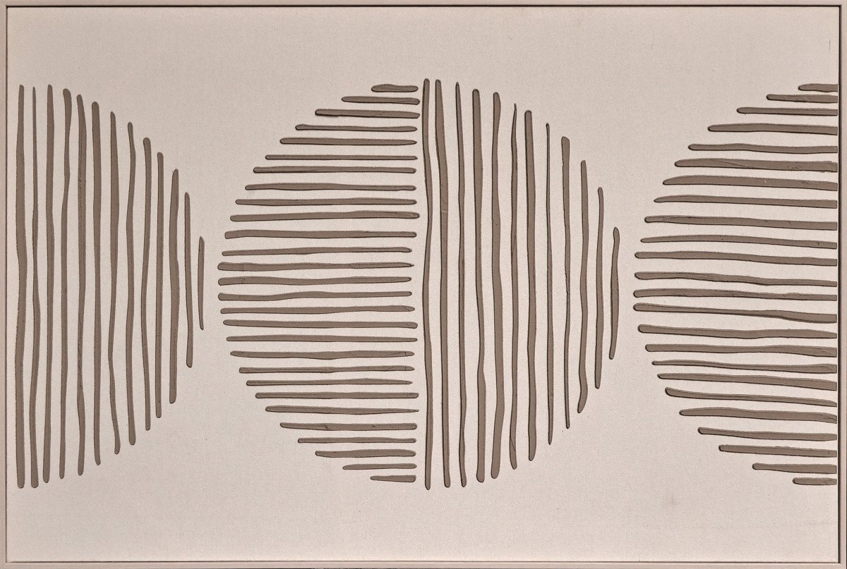 Ter Halle Schilderij - Wanddecoratie - Lijnen En Cirkels - 80x120cm Beige