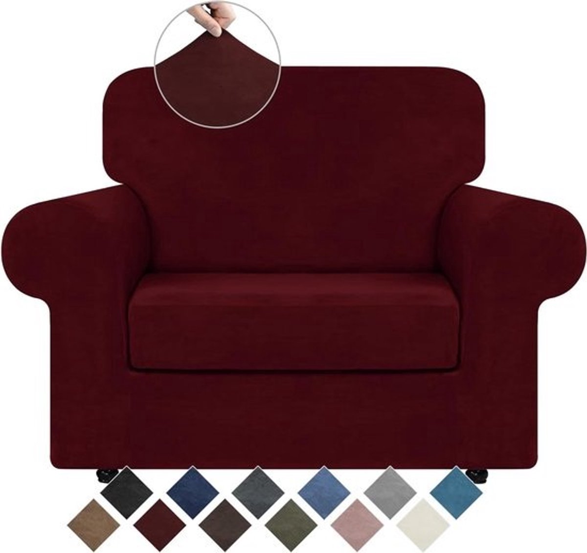 Stoelhoezen Set - Bankhoezen Meubilair Protector - Meubels Beschermen - Zacht Velvet Materiaal - 2 Stuks - Bordeaux