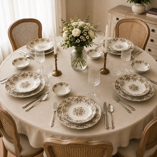 Bricard Fleury - Vintage Serviesset - 25-delig - 6-Persoons - Bruin/Wit - Dinner Set - Porselein — afbeelding 2