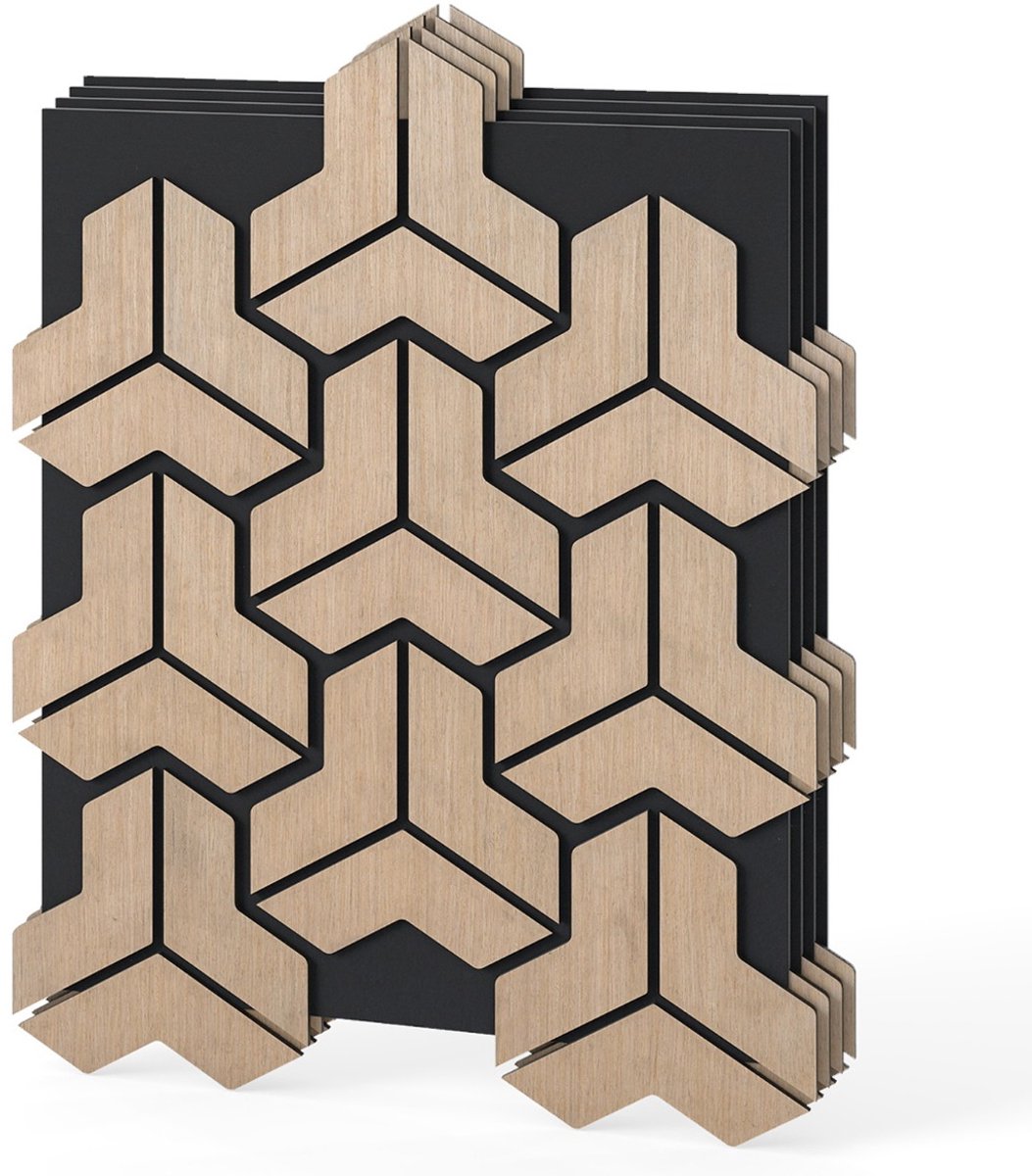 SureDeal® - Woondecoratie - 4-delige Geluidsabsorberende Wandpanelen - 83x65x1,8 cm - Naturel