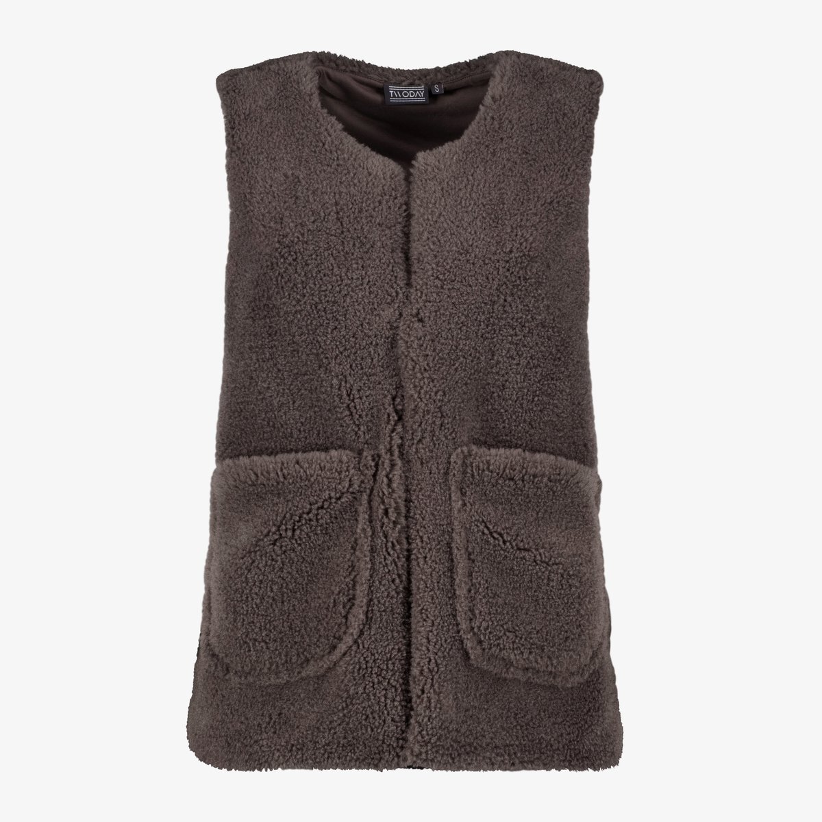 TwoDay dames teddy bodywarmer donkerbruin - Maat XL - Gilet - Mouwloos vest