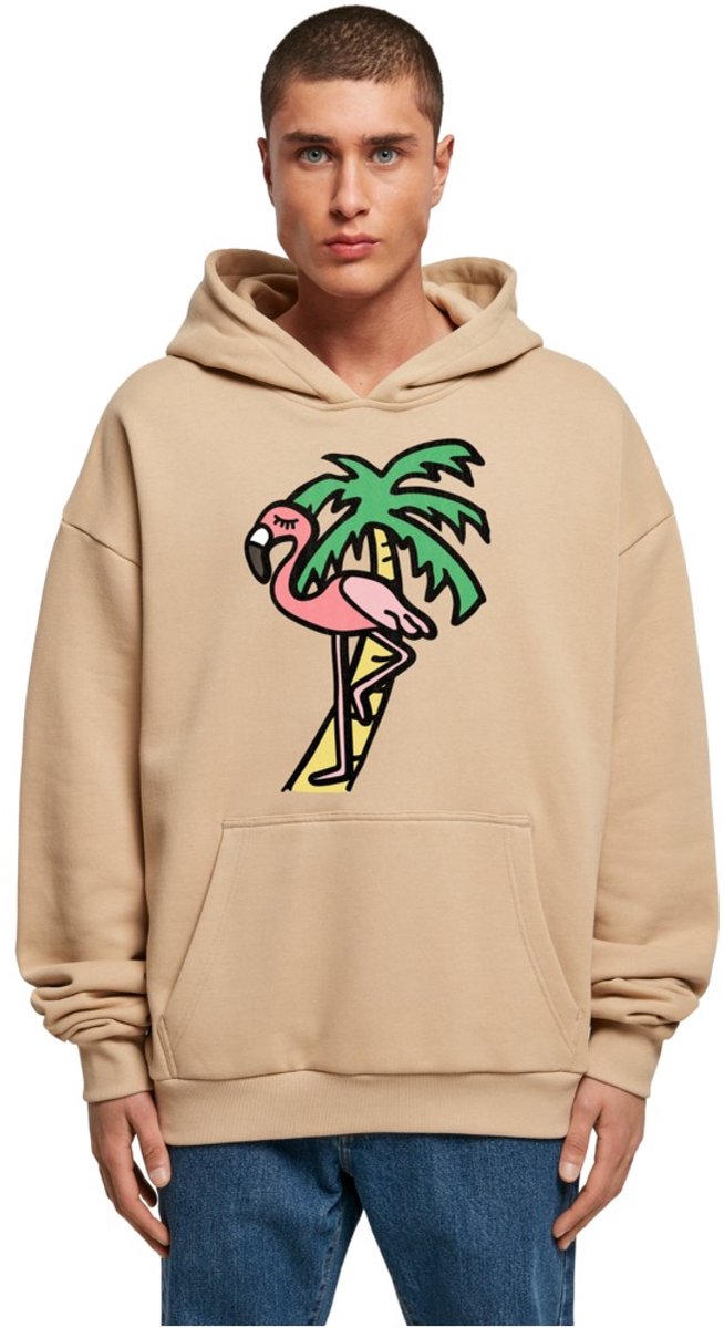 Mister Tee Flamingo Hoodie/trui S Beige