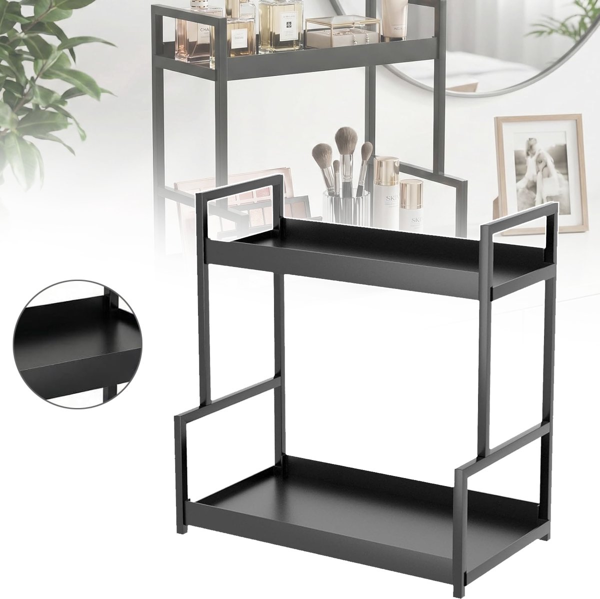 Badkamerorganizer Met 2 Lagen - Opbergplank Voor Op Het Aanrecht - Parfumorganizer - Make-Up Organizer