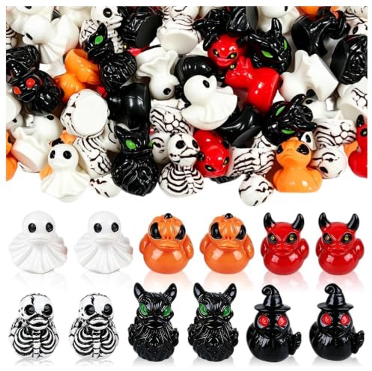 Casalora 60 Halloween-eenden, mini hars eenden voor feestelijke Halloween decoratie