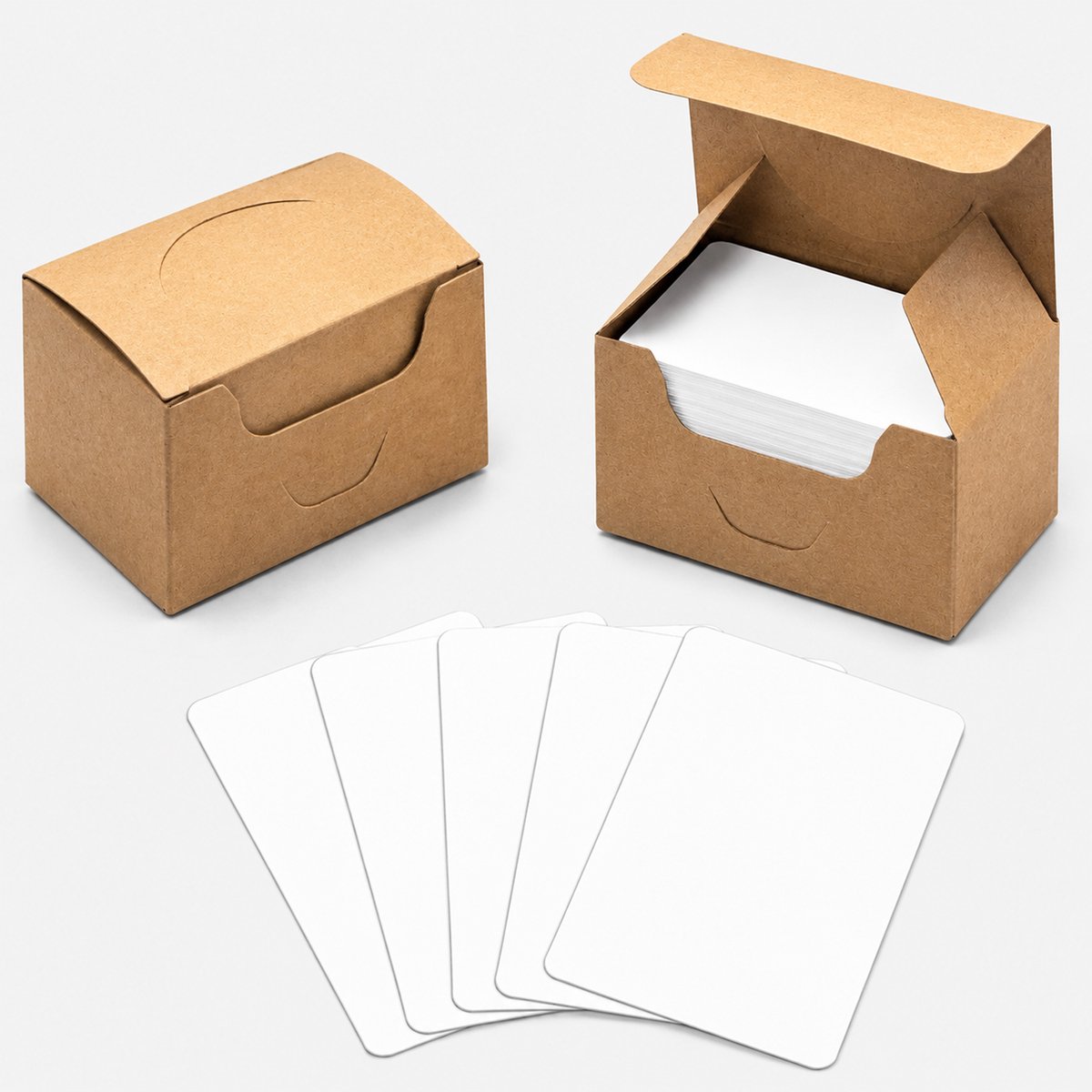Kaiyaya - 100 Stuks Blanco Kaartjes - Flashcards Leerkaarten - Systeemkaarten Naamkaartjes - Met Kraft Opbergdoos - Crèmewit 9 x 5,4 cm