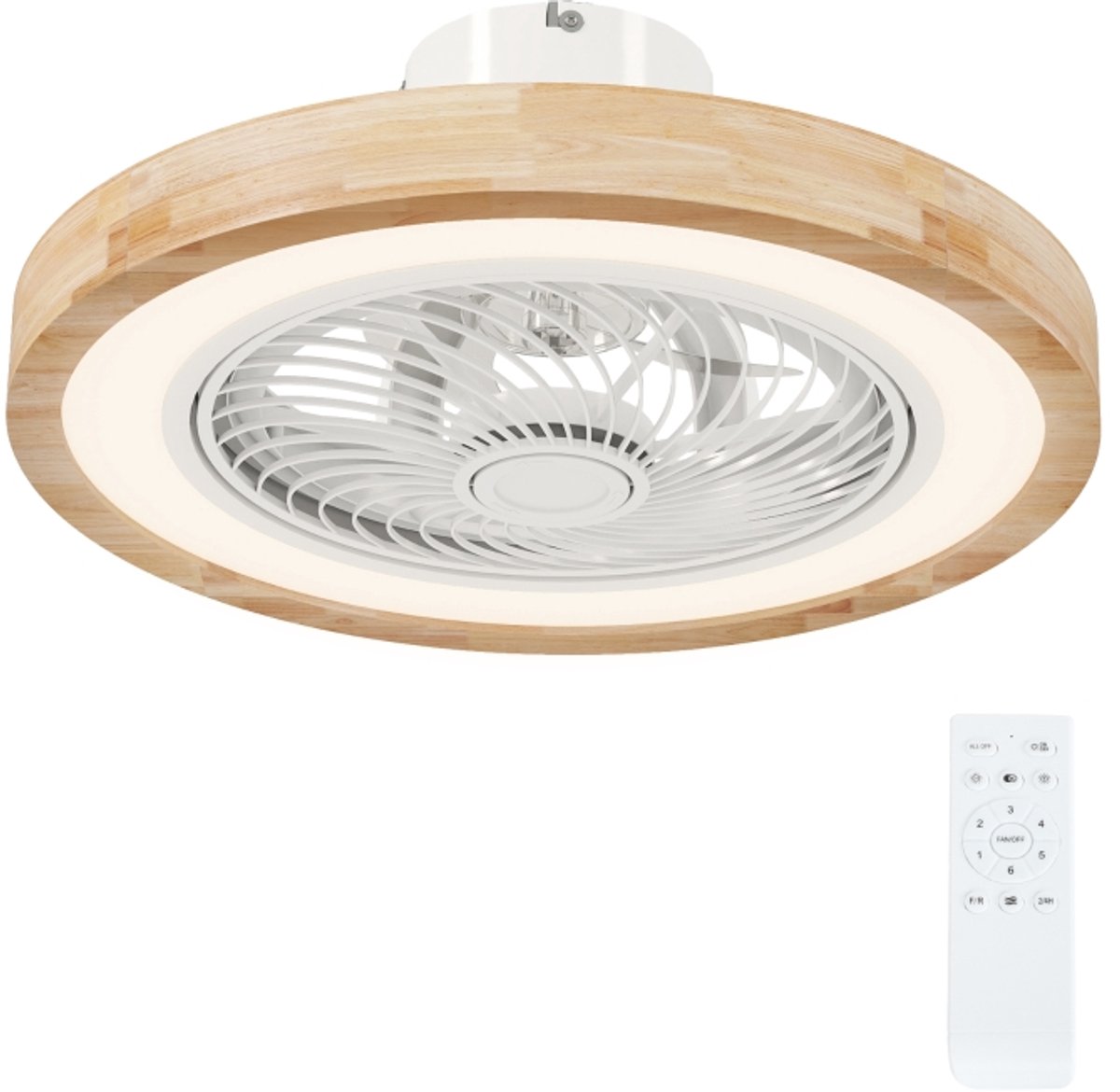 Plafondventilator‑met lamp‑en afstandsbediening‑6 snelheden‑verstelbare helderheid‑stille motor‑lichtbruin
