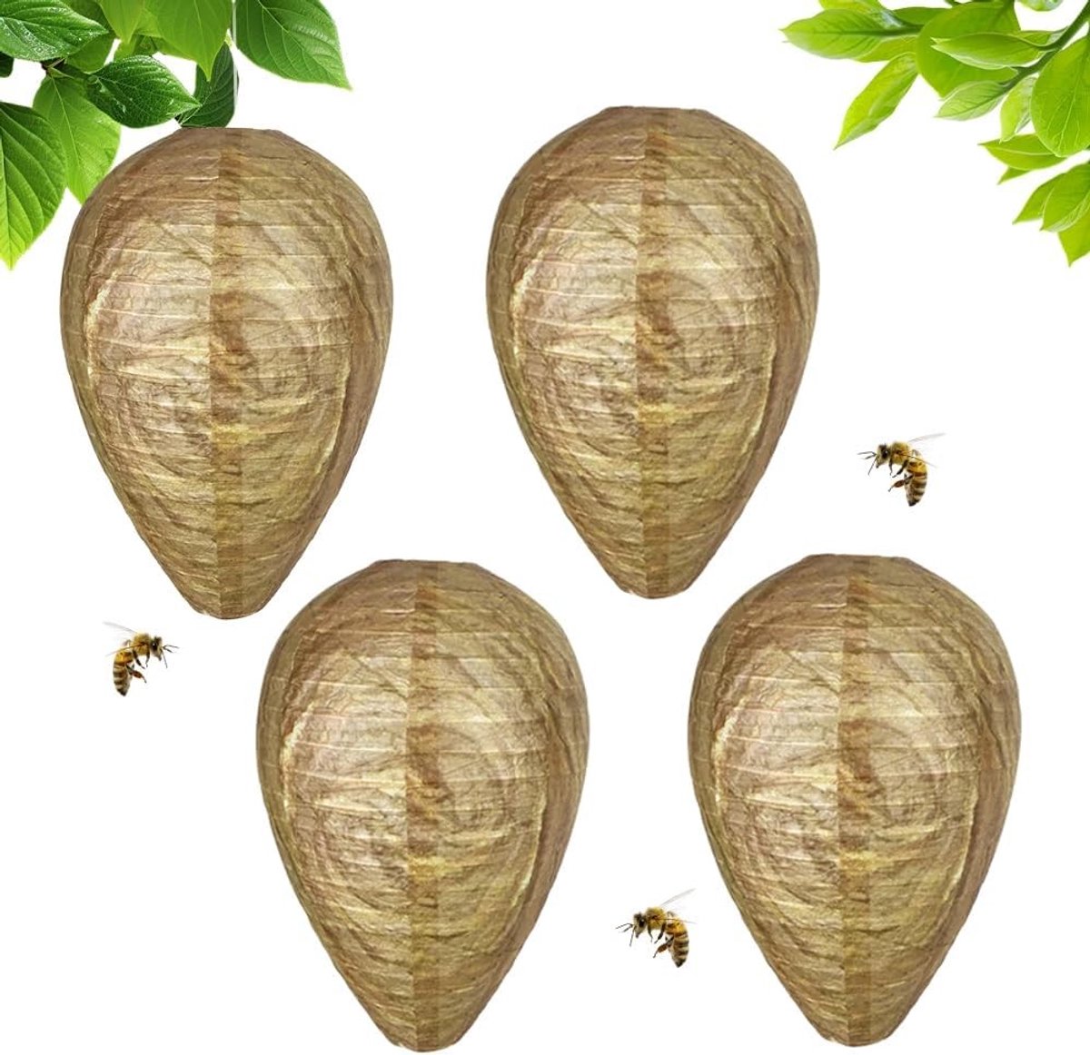 Nep Wespennest voor Thuis en Tuin - 4 Stuks, Valse Wespennesten voor Insectenbestrijding en Decoratie