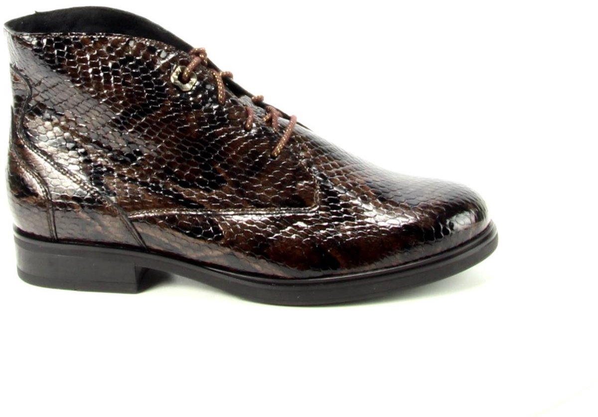 Durea - Dames Veterboot - Artikel 9840.838.2215 - Wijdte K Extra breed - Bruin snake print - maat 38.5