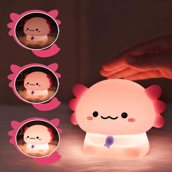 Axolotl Nachtlampje, Nachtlampje Met 3 Dimstanden, Zachte Siliconen Kinderkamerlamp, Timer Van 30 Minuten. van Buyya — afbeelding 2