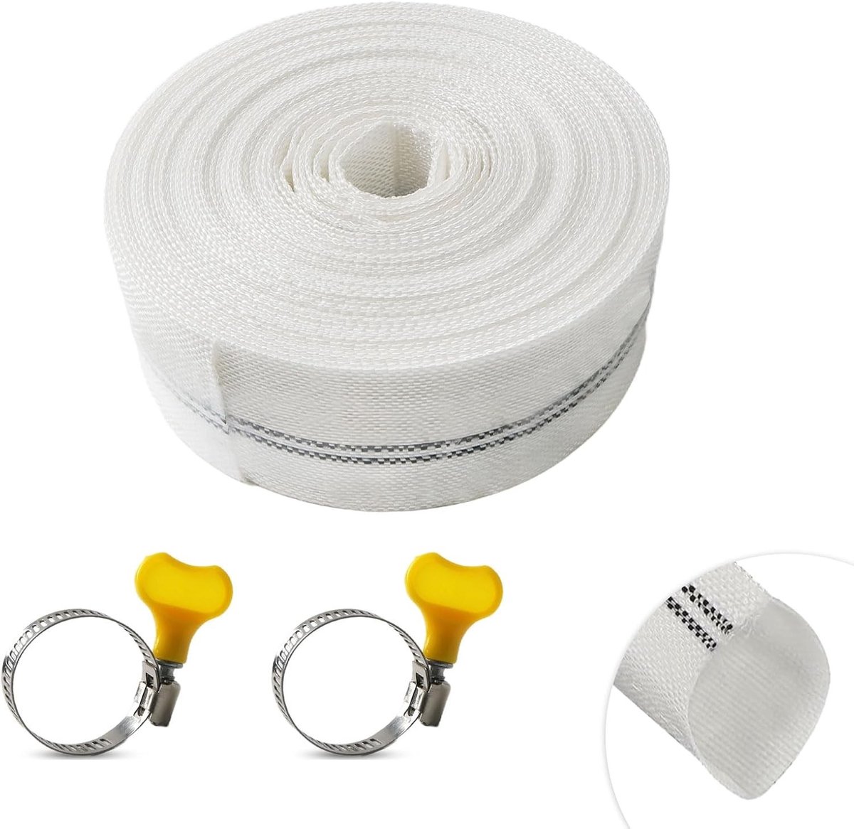 Flexibele tuinslang 10 meter - 1 1/4 inch slang voor dompelpompen, whirlpools en tuinbewatering, wit