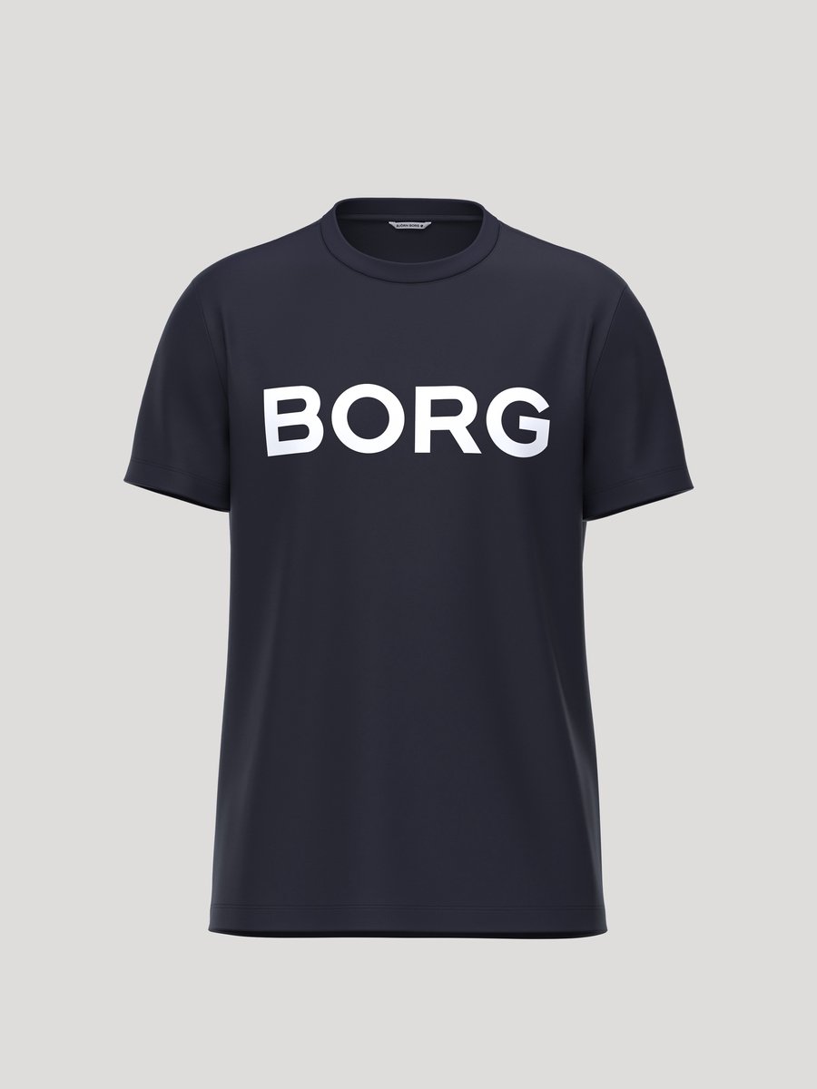Björn Borg Essential 3 T-Shirt Heren Sportshirt Korte Mouwen Mannen - 100% Katoen - Donkerblauw - Maat S