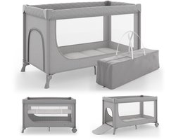 Kinderkraft LEODY UP Campingbedje - 2-in-1 - Inklapbaar - 2 hoogtes - Grijs