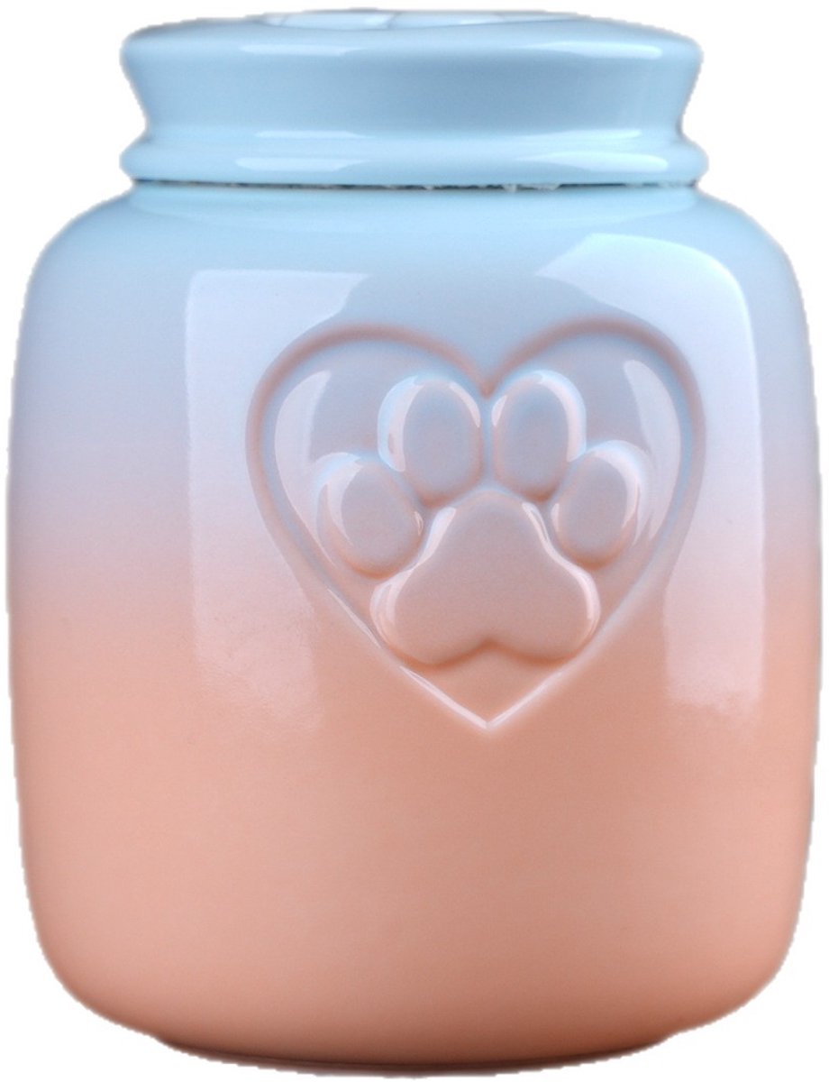 Luxe Urn 550 ML - Crematie Urn - Uniek -Urn - Decoratie Urn - keramische pot - Opslag afdichtende pot - Keramiek - Urn Keramiek -Zonsondergang Liefde Pootafdruk