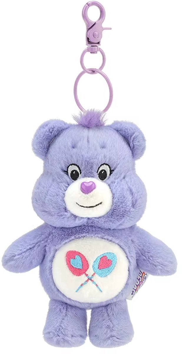 Casalora Regenboog Beer Tas Hanger – 12cm – Kawaii Pluche Bag Charm met Geluid – Schattige Knuffel Sleutelhanger – Paars