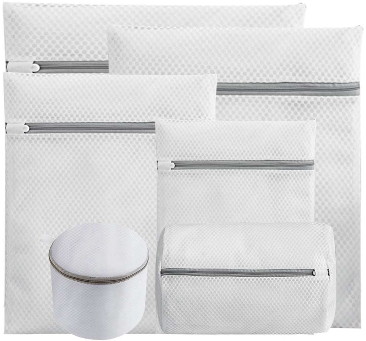 Waszakjes - Wasnetten - 6 stuks - Sterke Waszakken - met Rits - 6 maten - Waszak voor wasmachine blouses, beha's, ondergoed, beddengoed, mantels, textiel - Set 03
