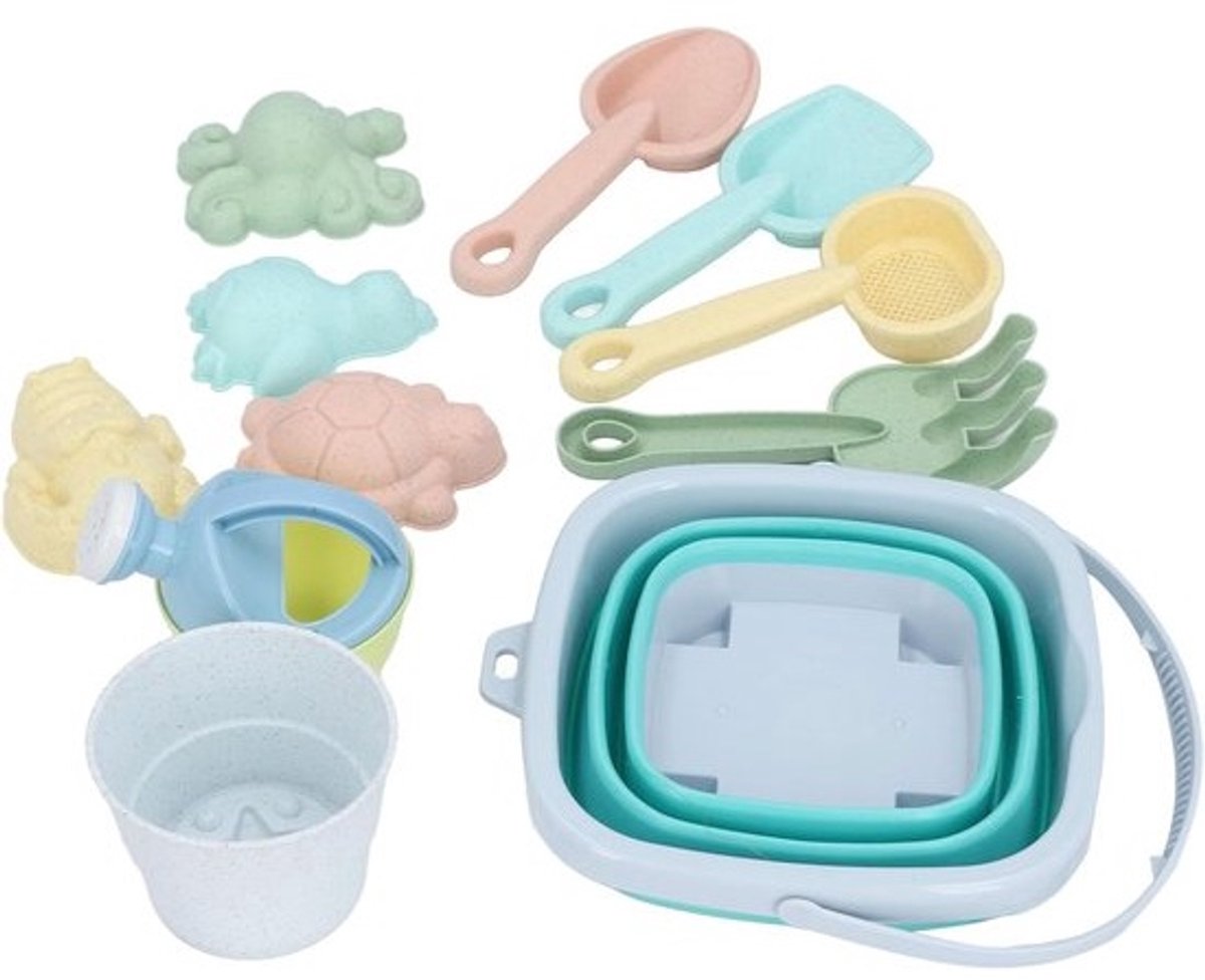 Strandspeelgoed Emmer Set - Zomerspeelgoed Buiten - Zomerpret Buiten - 11-Delige Set - 23 x 20 x 11 cm - Blauw