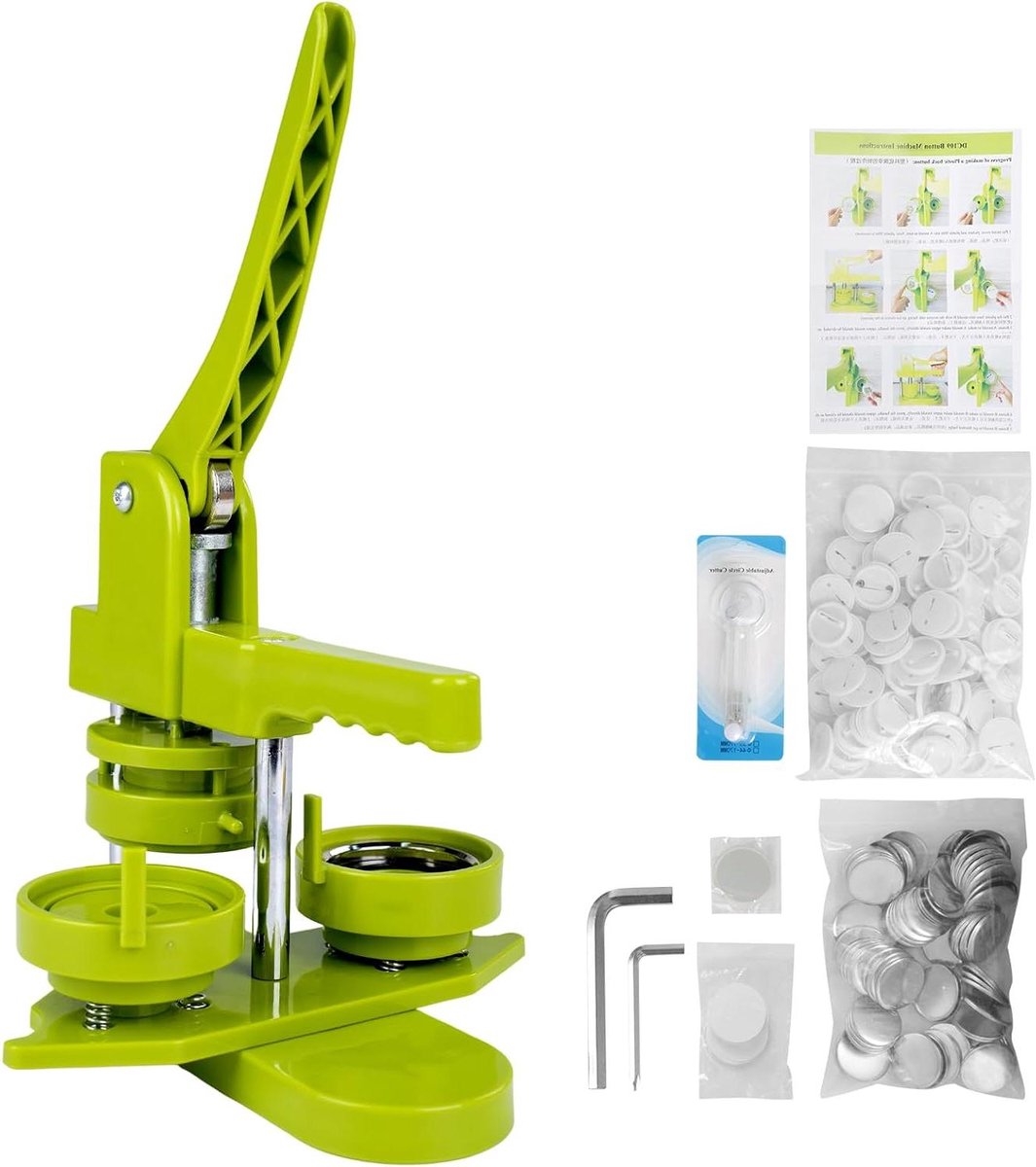 Buttonmachine - Badge maker - Zelf Pins Maken - Complete Doe-Het-Zelf Set - 58 mm - Groen