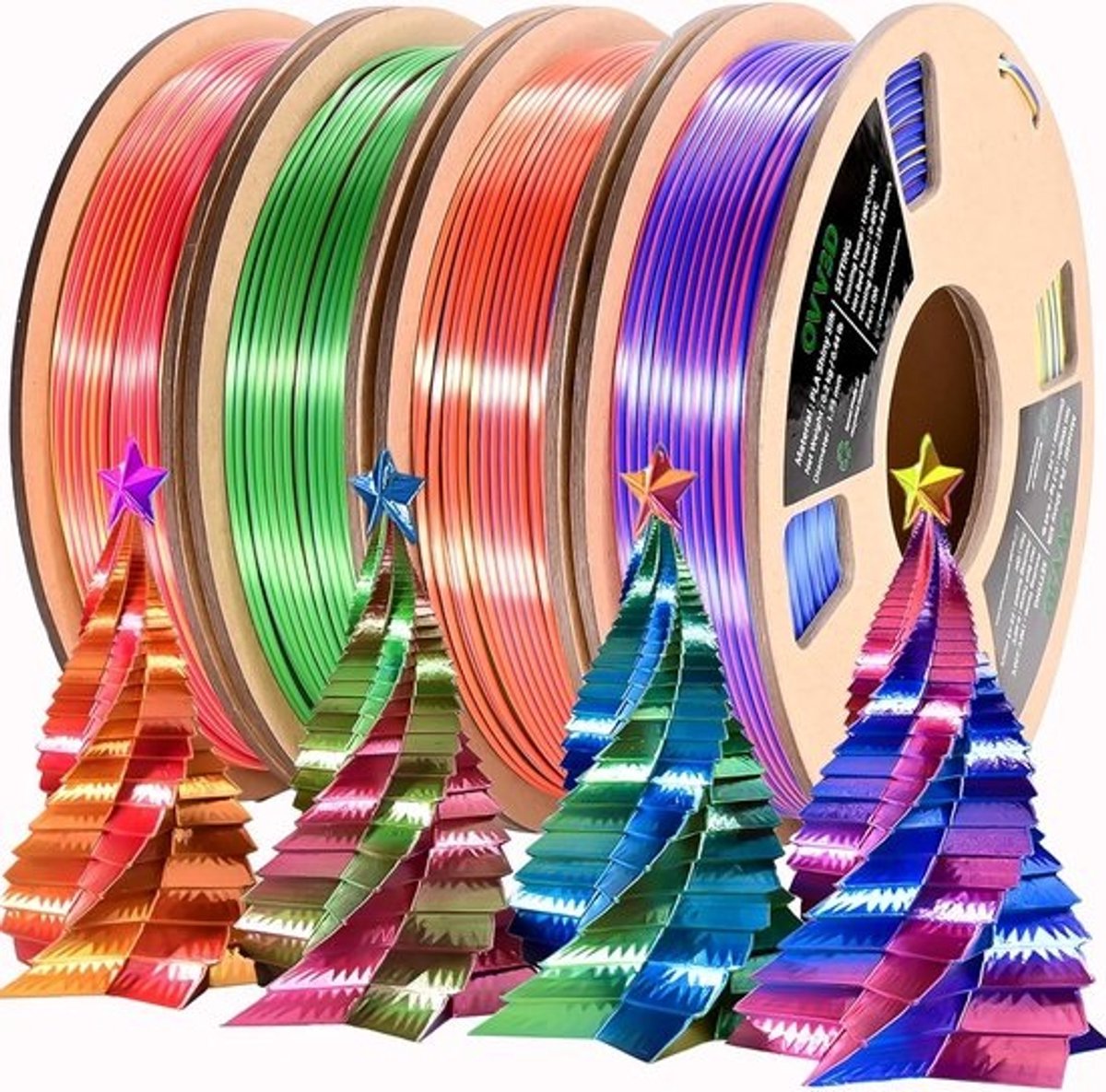3D Printer Filament Pakket - Zijdeglans PLA 1.75mm - 4 Kleuren Set 800g