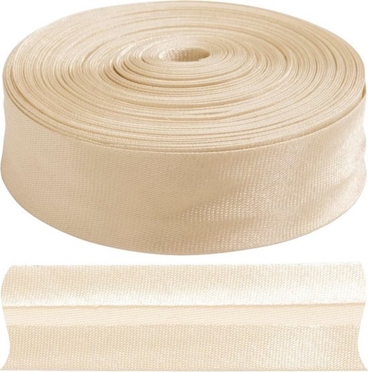 Biasband Gevouwen Polyester 9 Meter x 15 mm Zandgeel