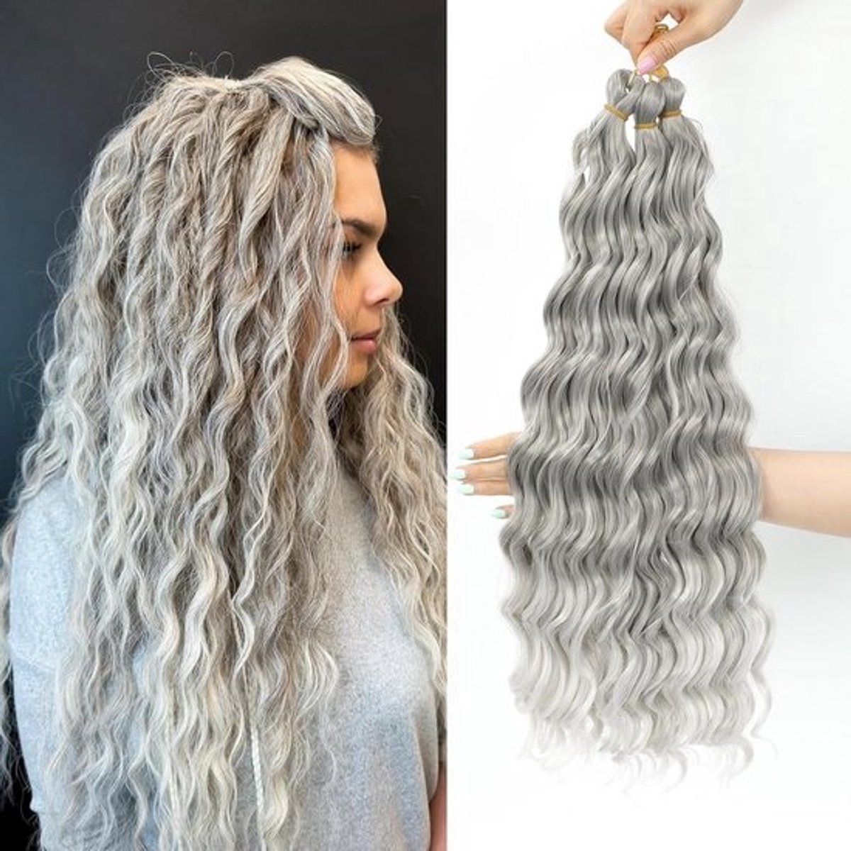 Bohemian Curly Crochet Braids Synthetisch Haar 50 cm - Zacht Golfpatroon Vlechthaar voor Dames