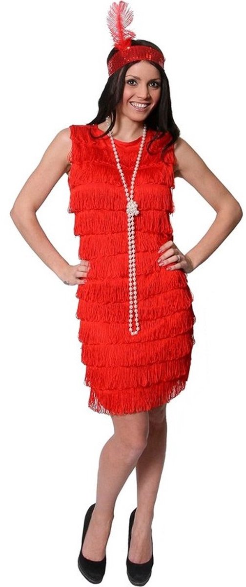 Dames Flapper Jurk met Franjes – Jaren '20 Themafeest Kleding (Maat XL)