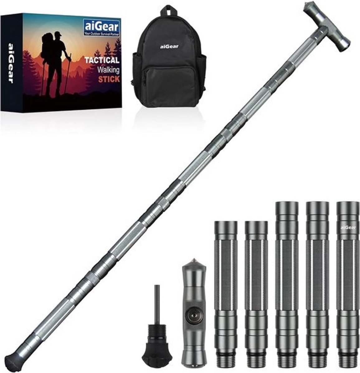 Premium Aluminium Wandelstok - Lichtgewicht & Robuust - Anti-slip Handvat - Verstelbare Wandelpole voor Outdoor Avonturen
