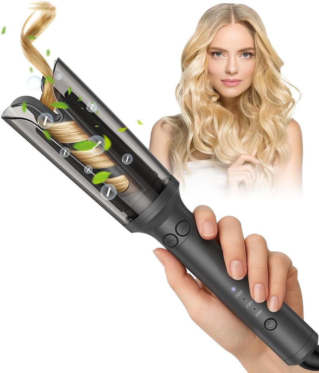 Automatische Krultang - Haarstyler - Perfecte Krullen Maken - Negatieve Ion Technologie - 3 Temperatuur Niveaus - Grijs