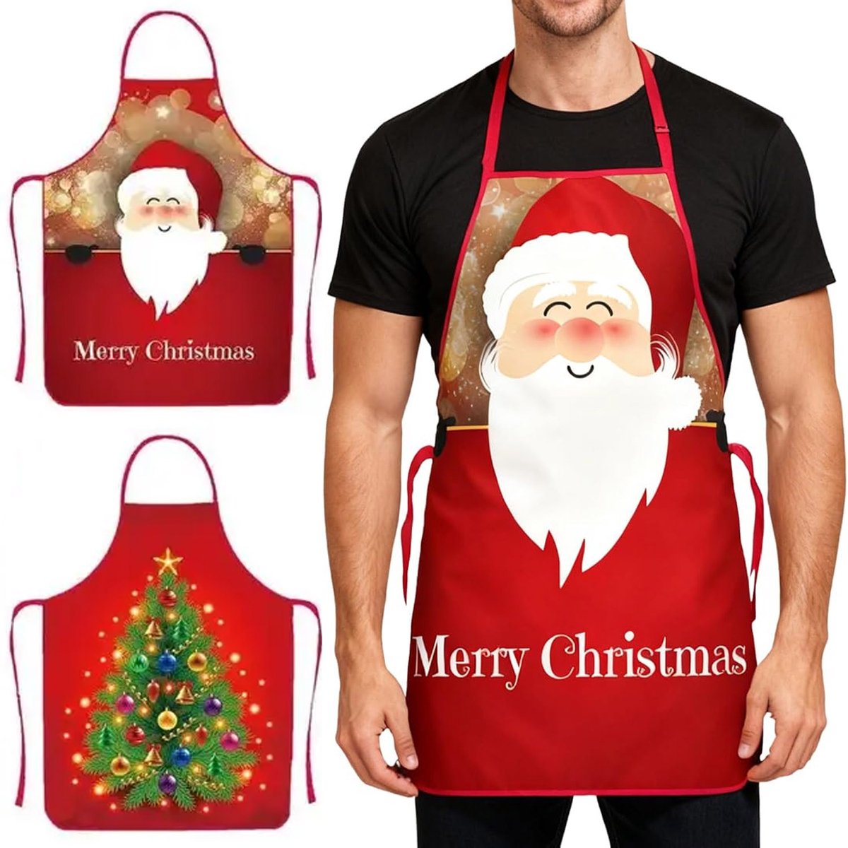 2-delige kerstschorten - 80*60cm - Unisex - Keuken Koken - Keukenschort - Kerst Schort - Kerstschort Volwassenen - Verstelbaar Keukenschort - Waterdicht - Kerstvakantie feestartikelen