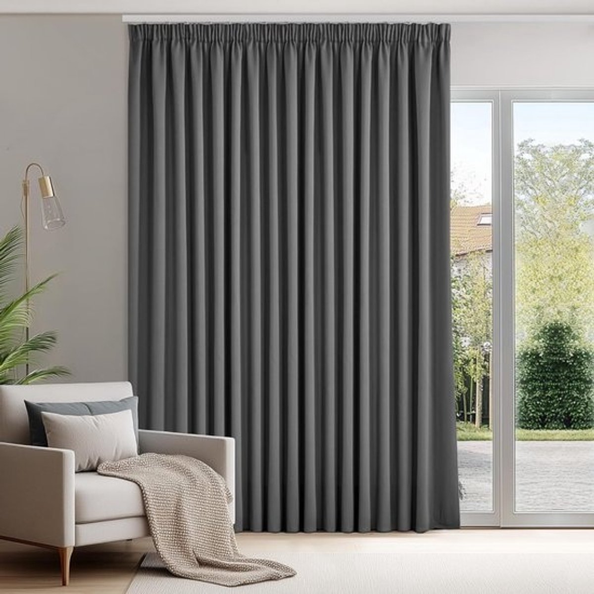 Verduisterende Gordijnen - Gordijnstof Kamer - Slaapkamer Woonkamer - Geluidsisolerend Warmte - 300x175 CM - Donkergrijs