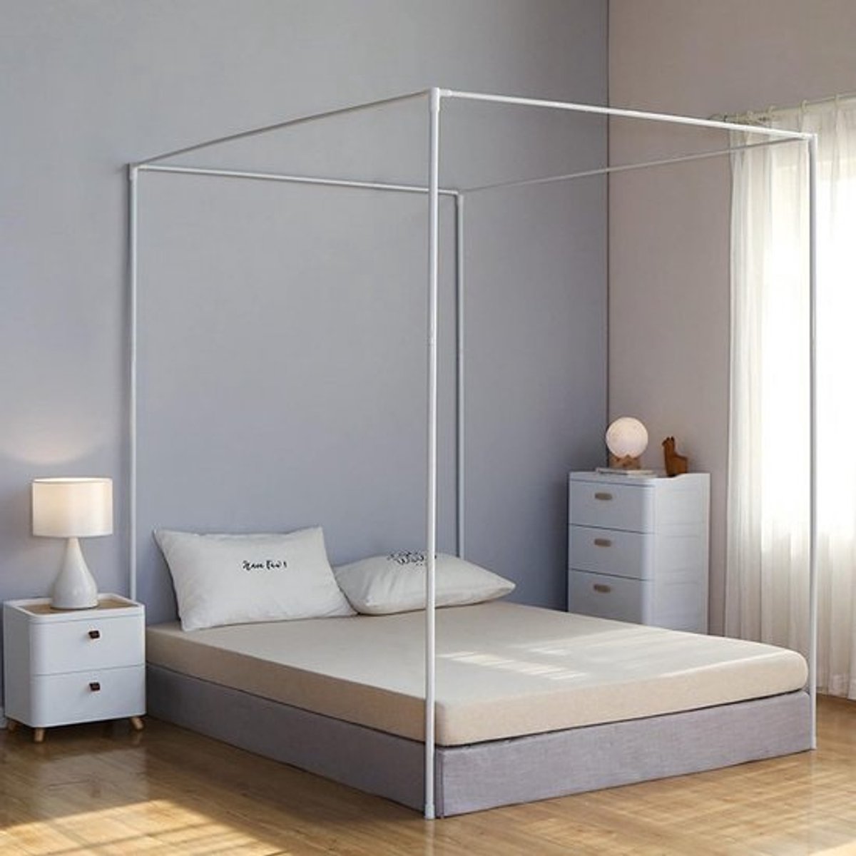 Klamboe Frame Vierkant, Roestvrij Stalen Houder voor Muskietennet, Bedgordijn en Gordijn, 23 mm Dikte, 1,5 m (5 ft)
